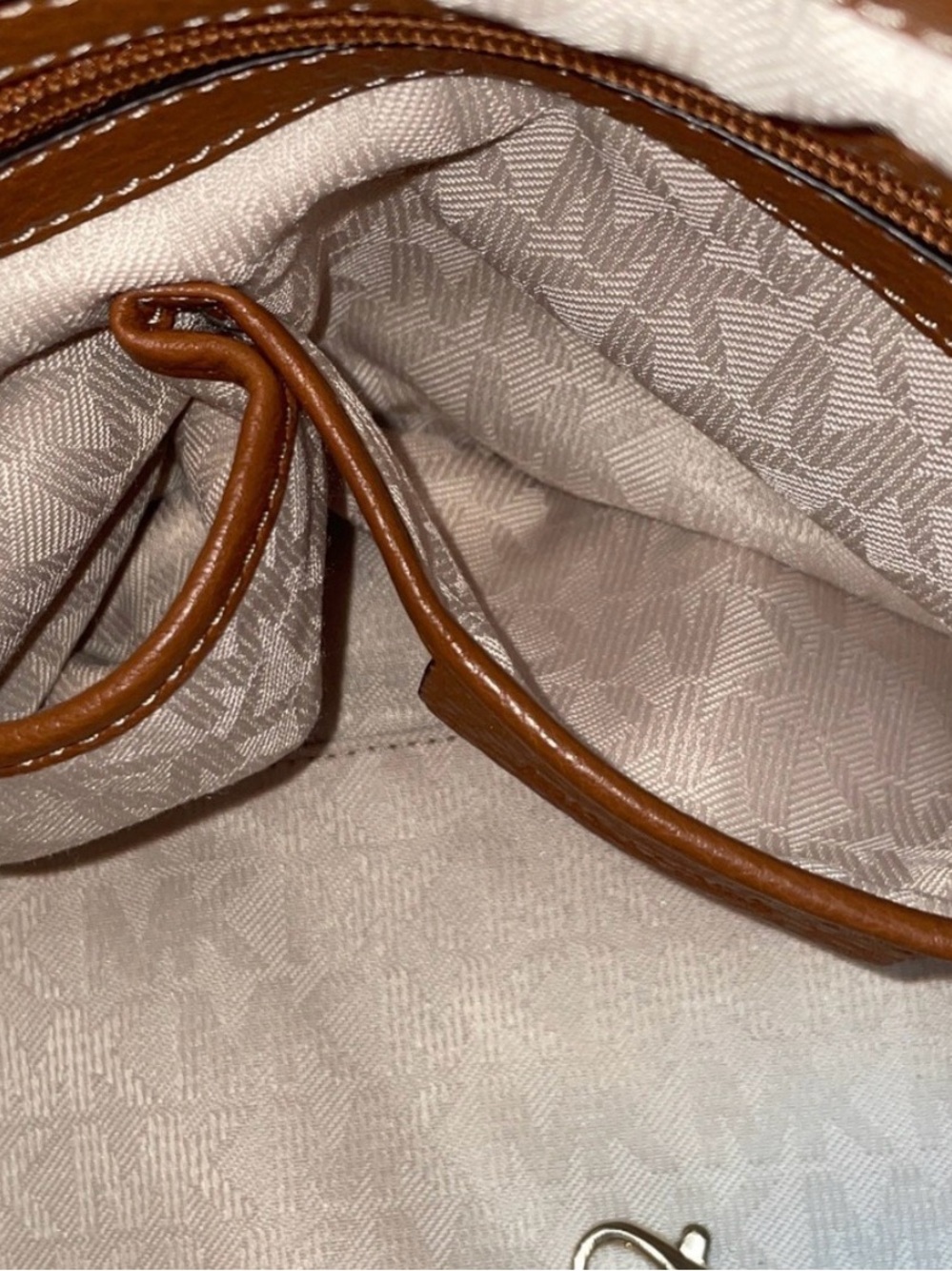 Michael Kors Tan Leather & Dark Denim Tote - Picture 9 of 11